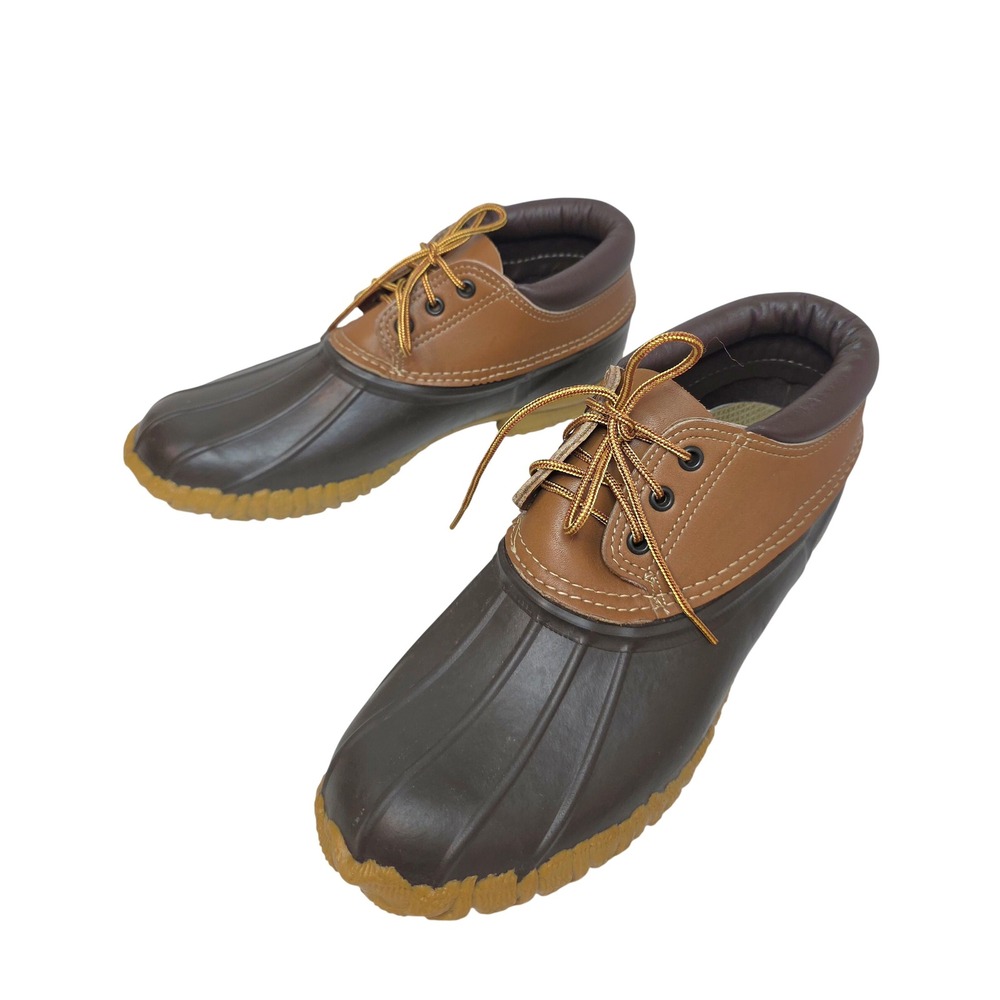 LaCrosse Mens 10 Brown Leather Rubber Waterproof Duck Shoes Made in USA 70018